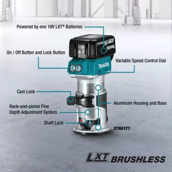 Makita 18V LXT Brushless Compact Router, 18V LXT Brushless Jig Saw and 18V LXT 3-1/4 in. Planer w/ bonus 18V LXT Starter Pack